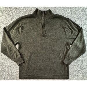 Linea Uomo Mens Large Quarter Zip Sweater Pullover Wool Blend Dark Green